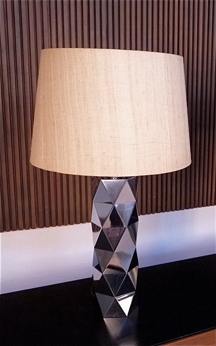 Sculptural Italian chromed metal table lamps, 1960s, Set of 2