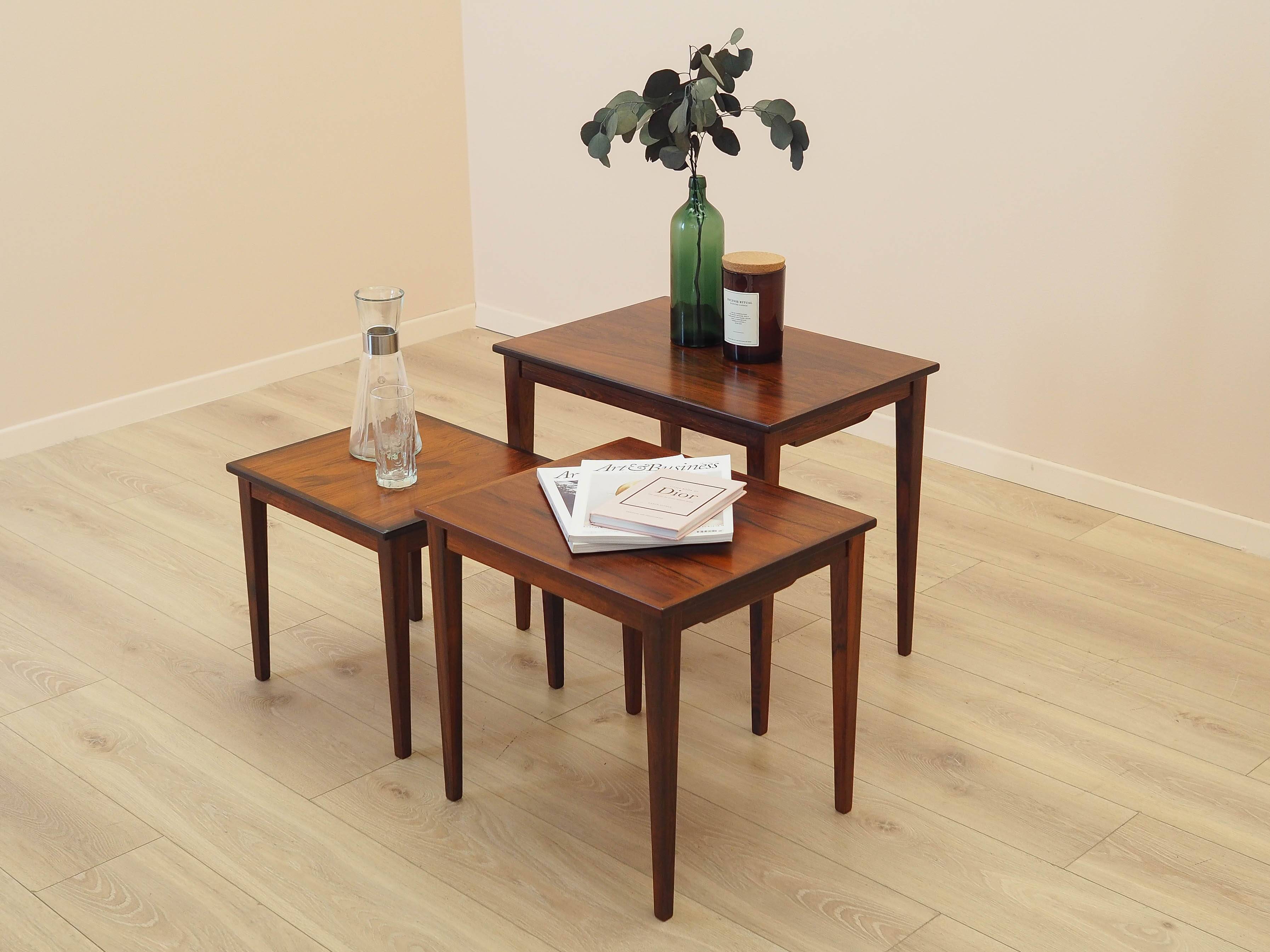 Set of three rosewood coffee tables, Danish design, 1960s, made in Denmark