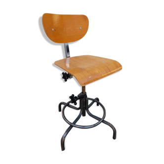 Vintage 50s round adjustable workshop chair