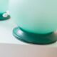 Mint Murano Glass Mushroom Table Lamp from Italy, 1980s Mid-Century with Metal Base