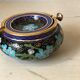 Ashtray burns incense in bronze enamelled floral decoration forget-me-not tones blue and black