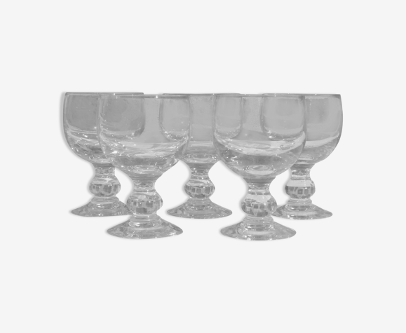 Set de 5 verres ronds à pied boule en verre