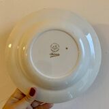 Set of 6 vintage semi-porcelain soup plates, Chinon de Céranord green and gold frieze