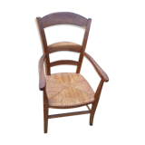 Rustic straw armchair