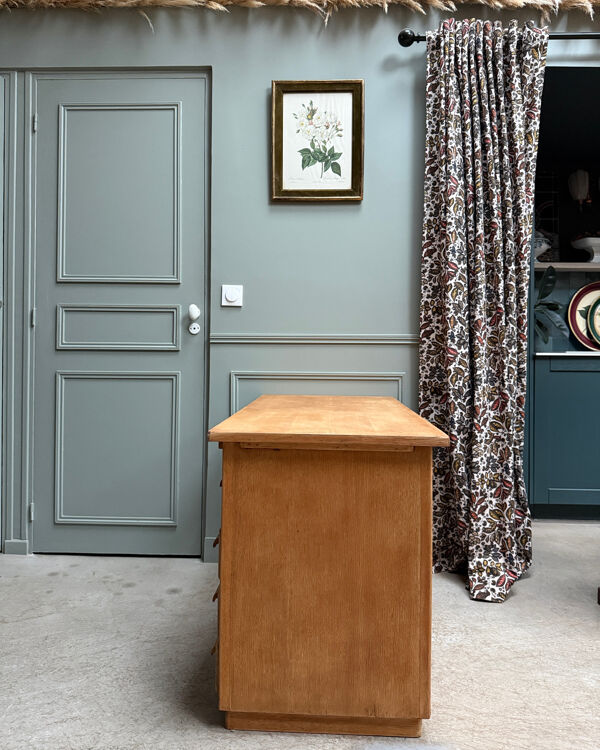 Bureau demi-ministre en chêne, rénové