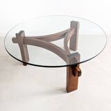 Table basse brutaliste en palissandre, années 1970