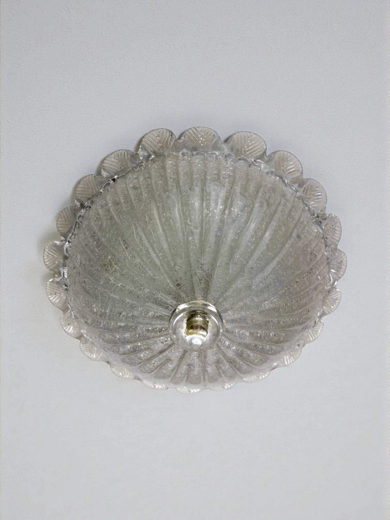 Murano glass scalloped flushmount ceiling light, Italy 1960s