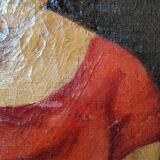 Oil on canvas gilded wooden frame old portrait of a young girl classic