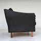 1970s, Danish 2-seater sofa, original black furniture leather, teak wood.