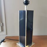 Vintage square black and brass lamp base