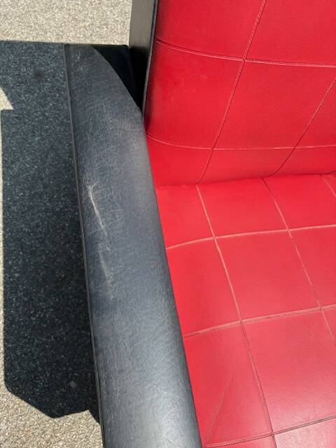 pair of old skai compass leg armchairs / vintage