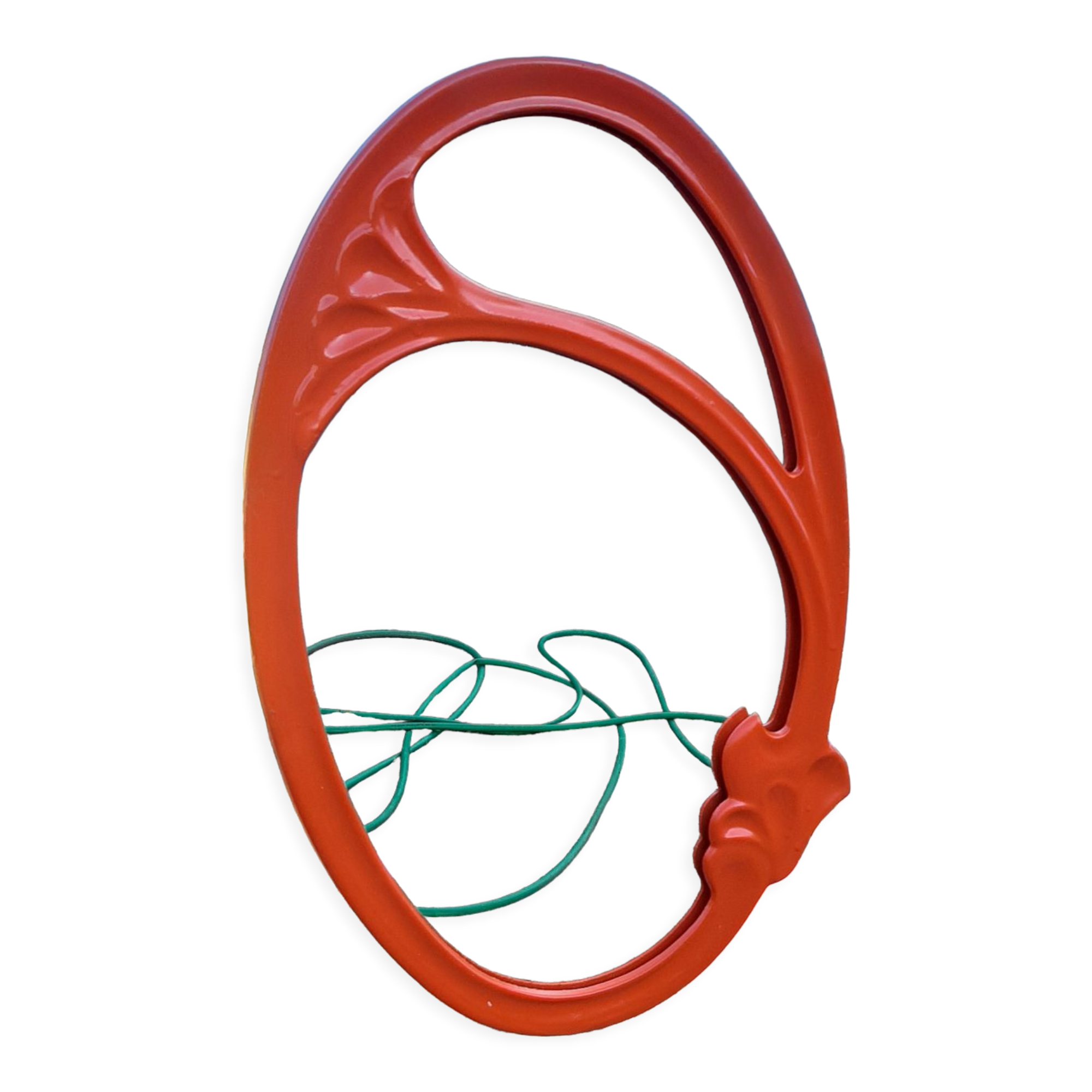 Vintage mirror enamelled cast iron orange