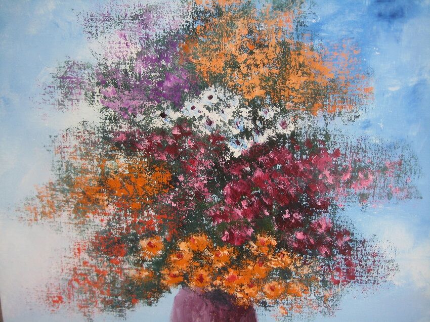 Multicolored bouquet, signed gebel