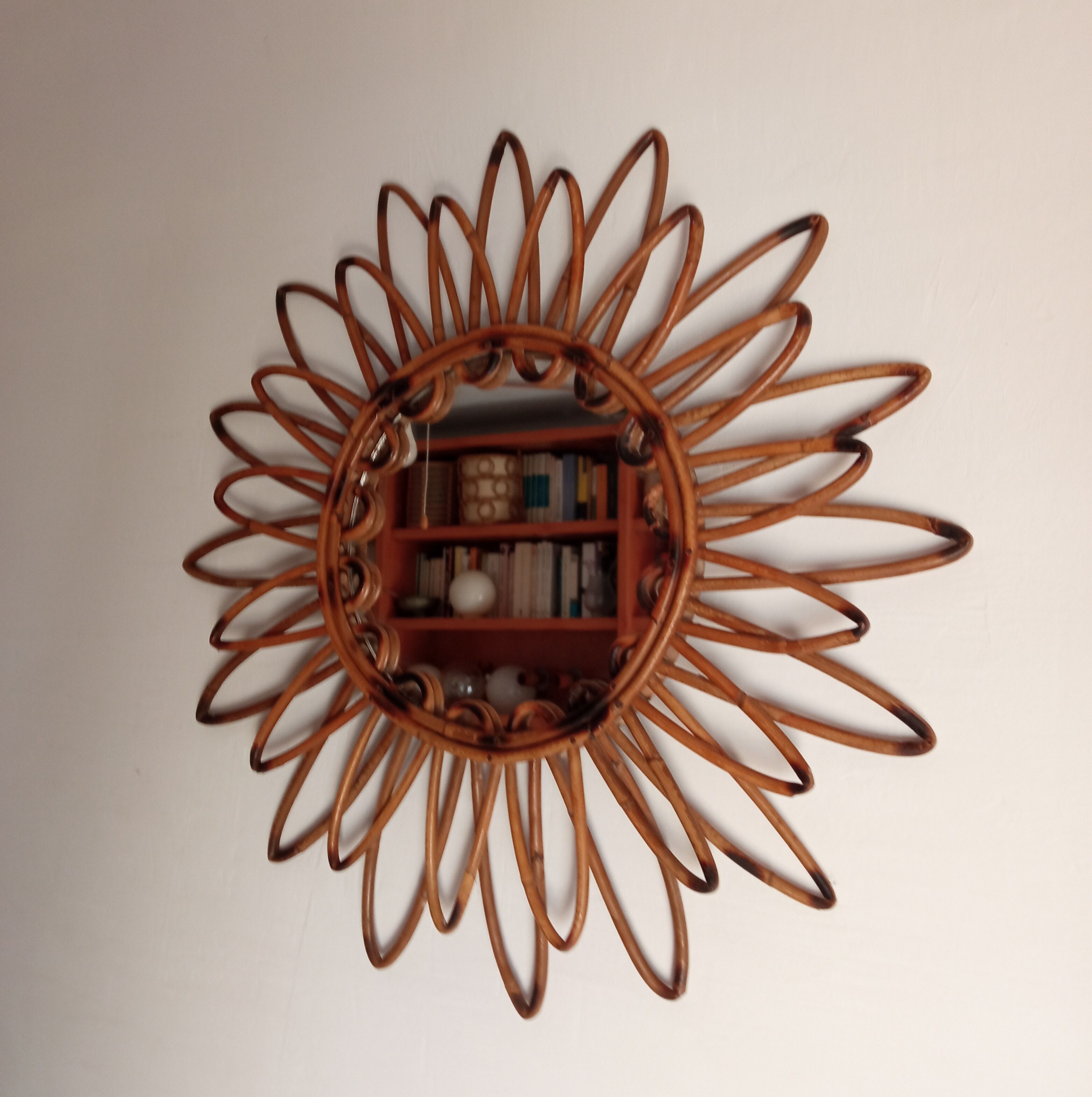 Miroir en bambou vintage 57cm