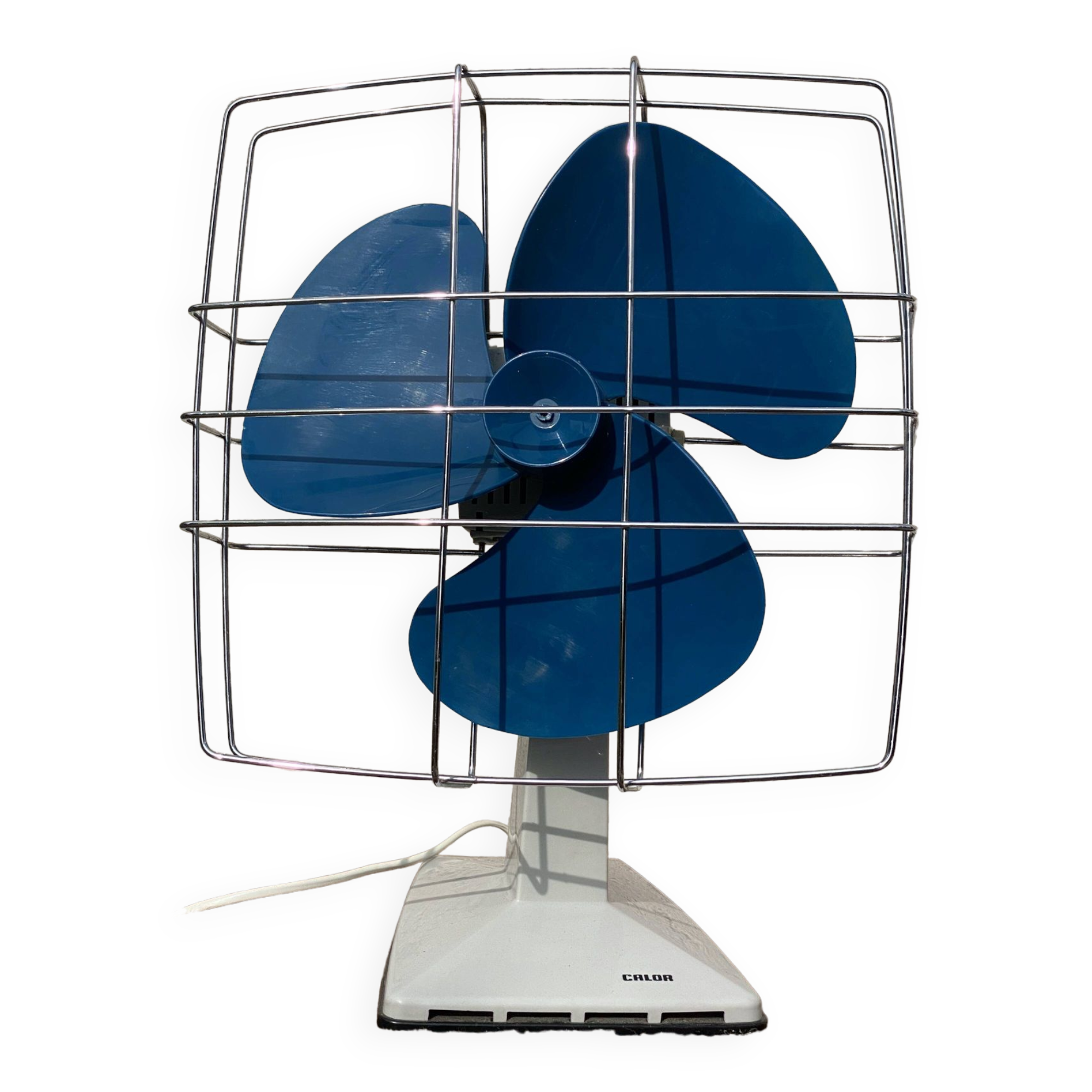 Vintage fan calor 1970 blue and white
