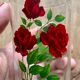 Set of 9 vintage glasses with flower designs - red roses -
