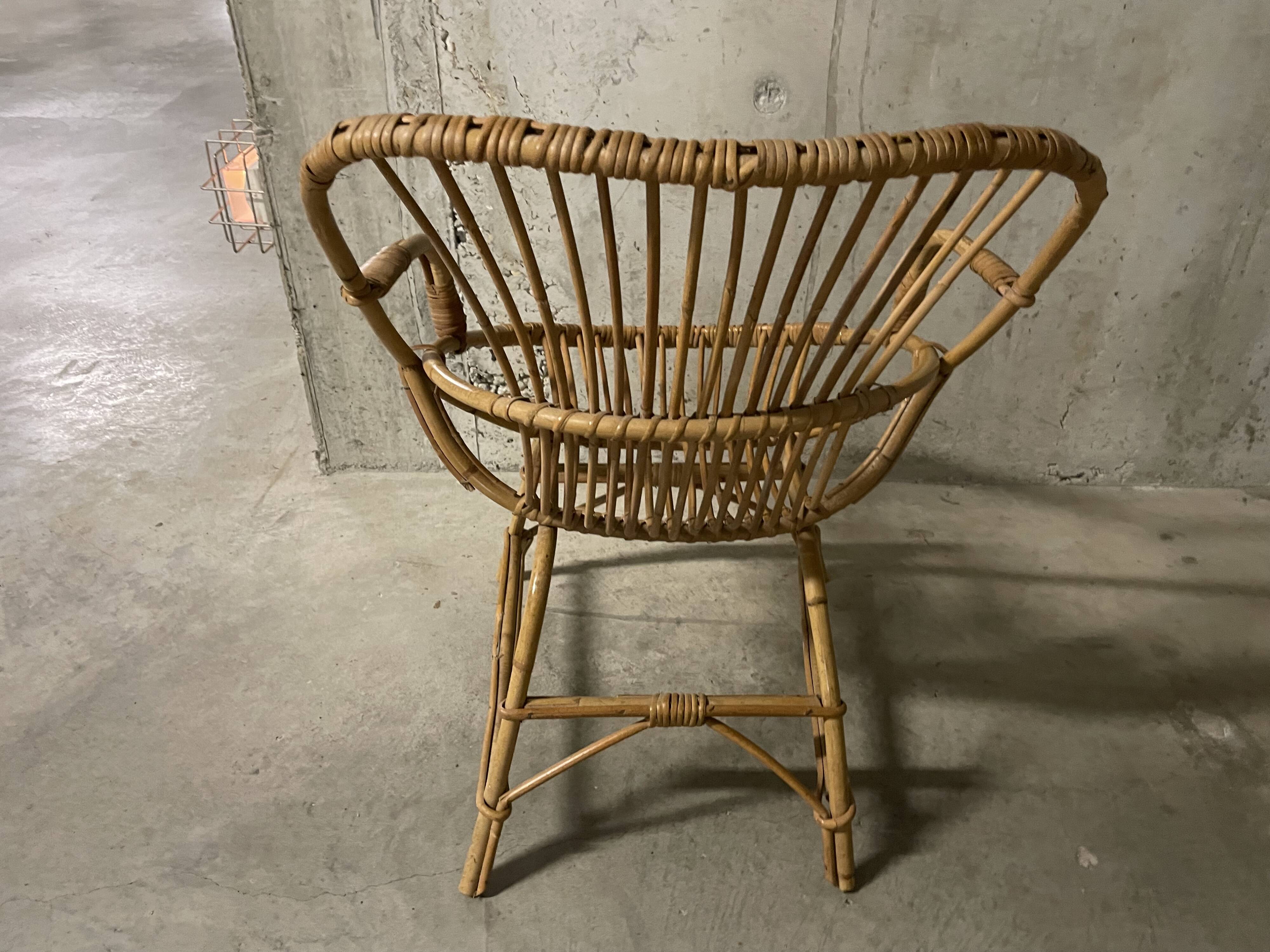 Fauteuil en rotin années 60