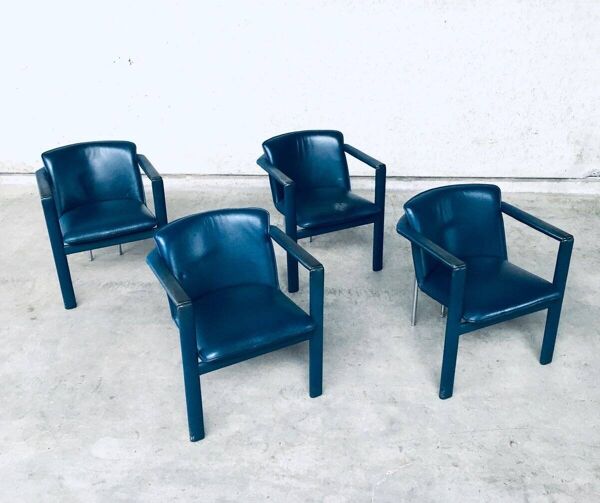 Leather Cachucha Dining Chairs by Hugo De Ruiter for Leolux, 1990s, Set of 4