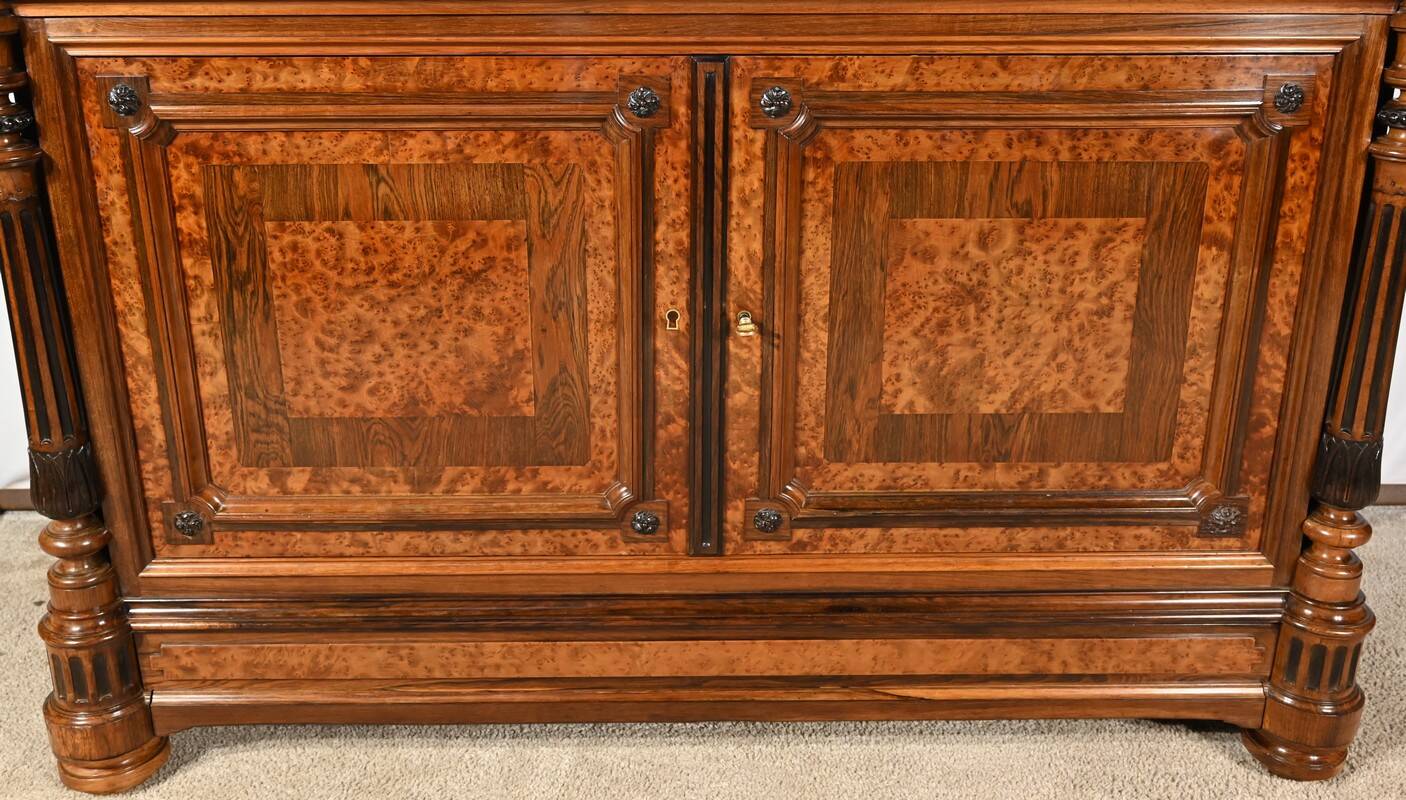 Commode Buffet in Amboyna Burl and Rosewood, Louis XVI style – 2nd Part 19th