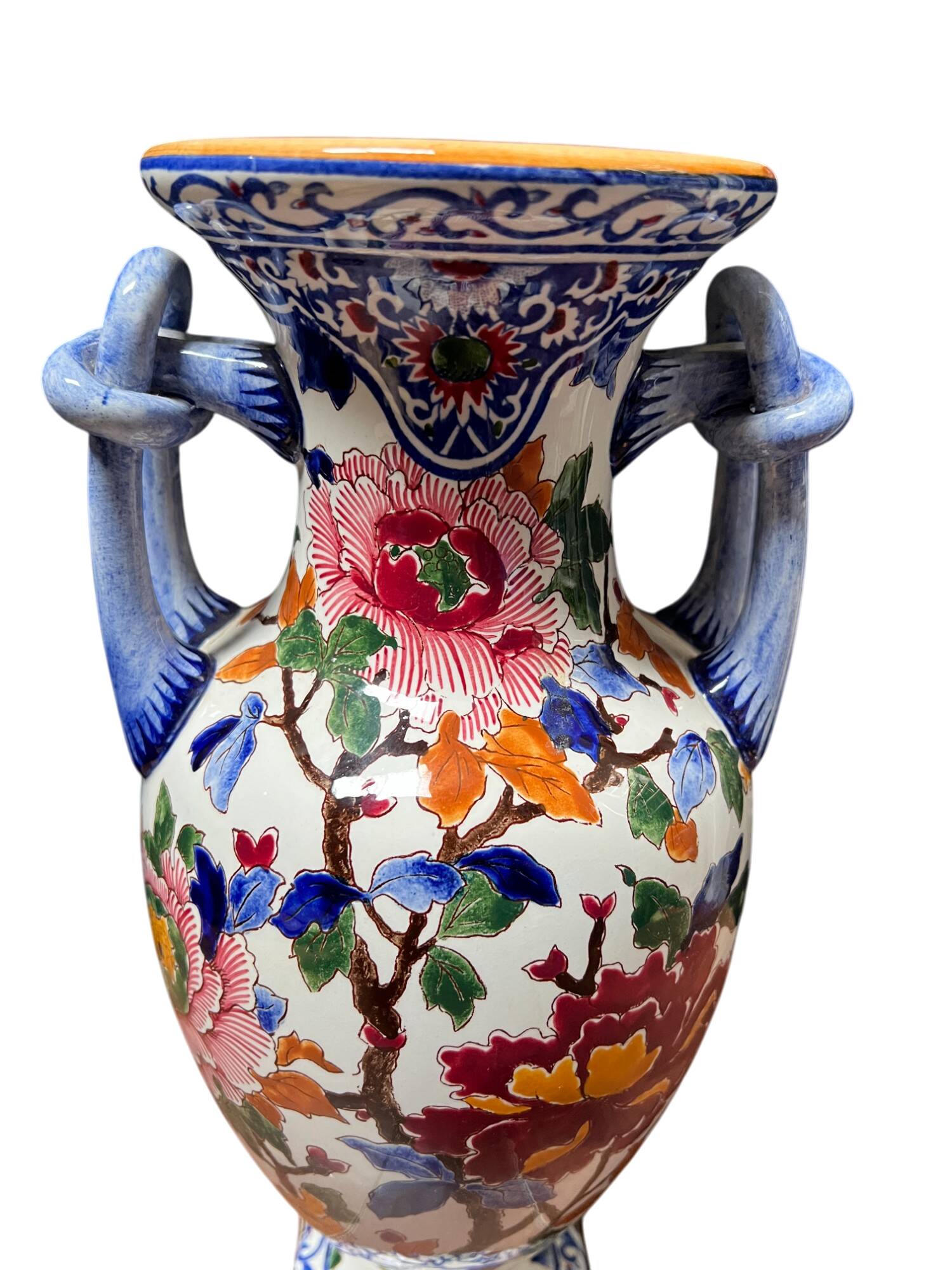 Vase en Gien, décor pivoine