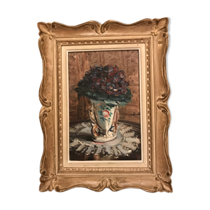 Bouquet de violettes huile sur