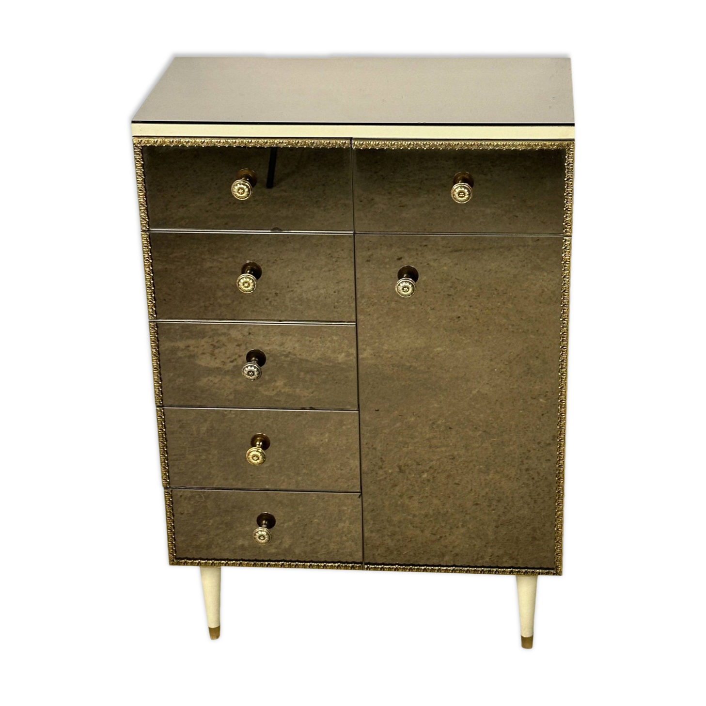 Vintage Italian mirror glass chest of drawers 1960