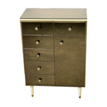 Vintage Italian mirror glass chest of drawers 1960
