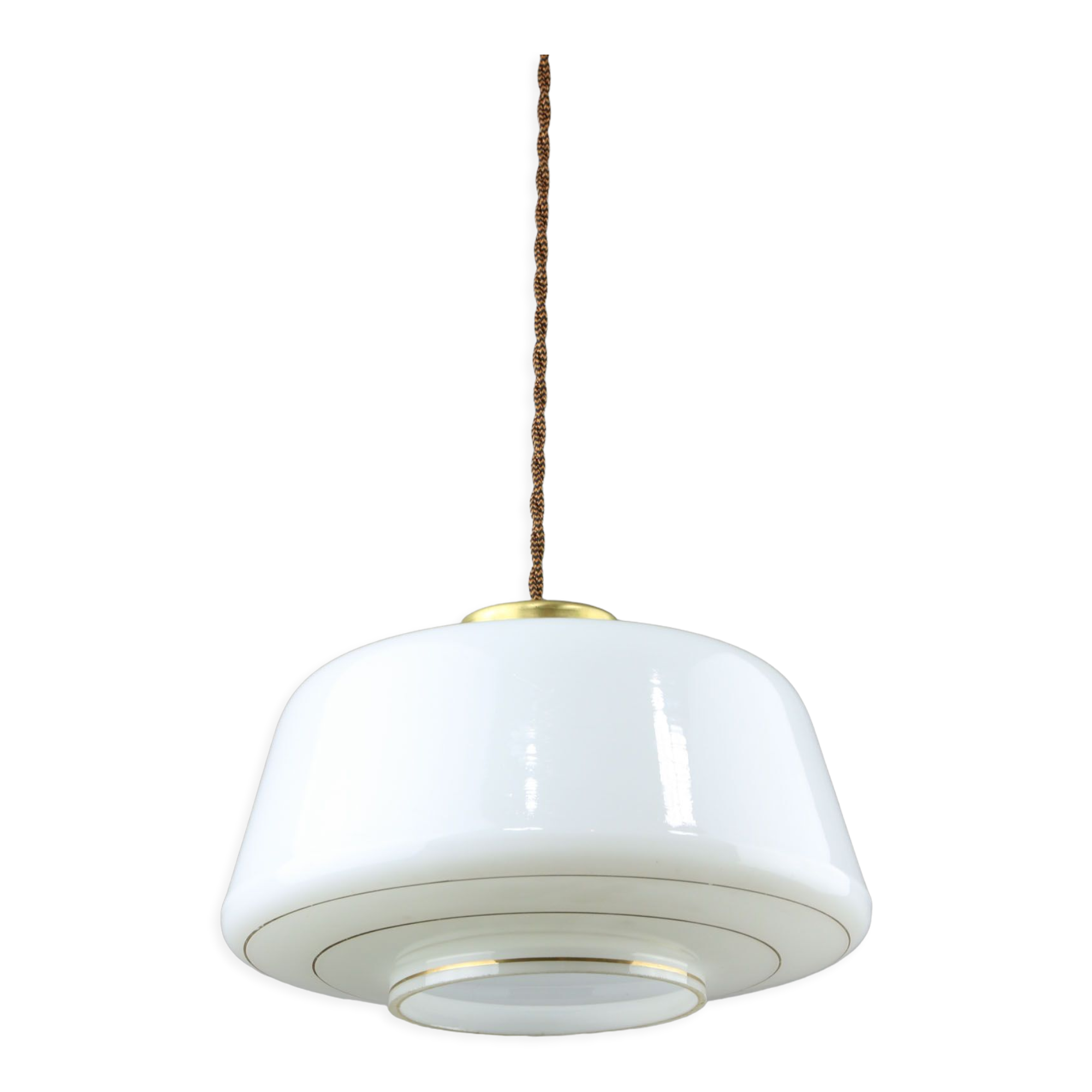 Mid-century Glass & Brass Pendant Lamp