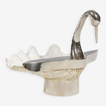 Binazzi House Swan in shell and silver bronze, circa 1970