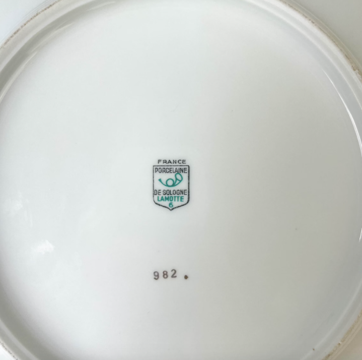 Golden white porcelain pie dish from Sologne Lamotte 6