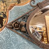 Miroir mural losange d’époque art deco en fer forgé, vers 1920