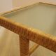 Glass and wicker side table, Danish design, 1970s, made in Denmark