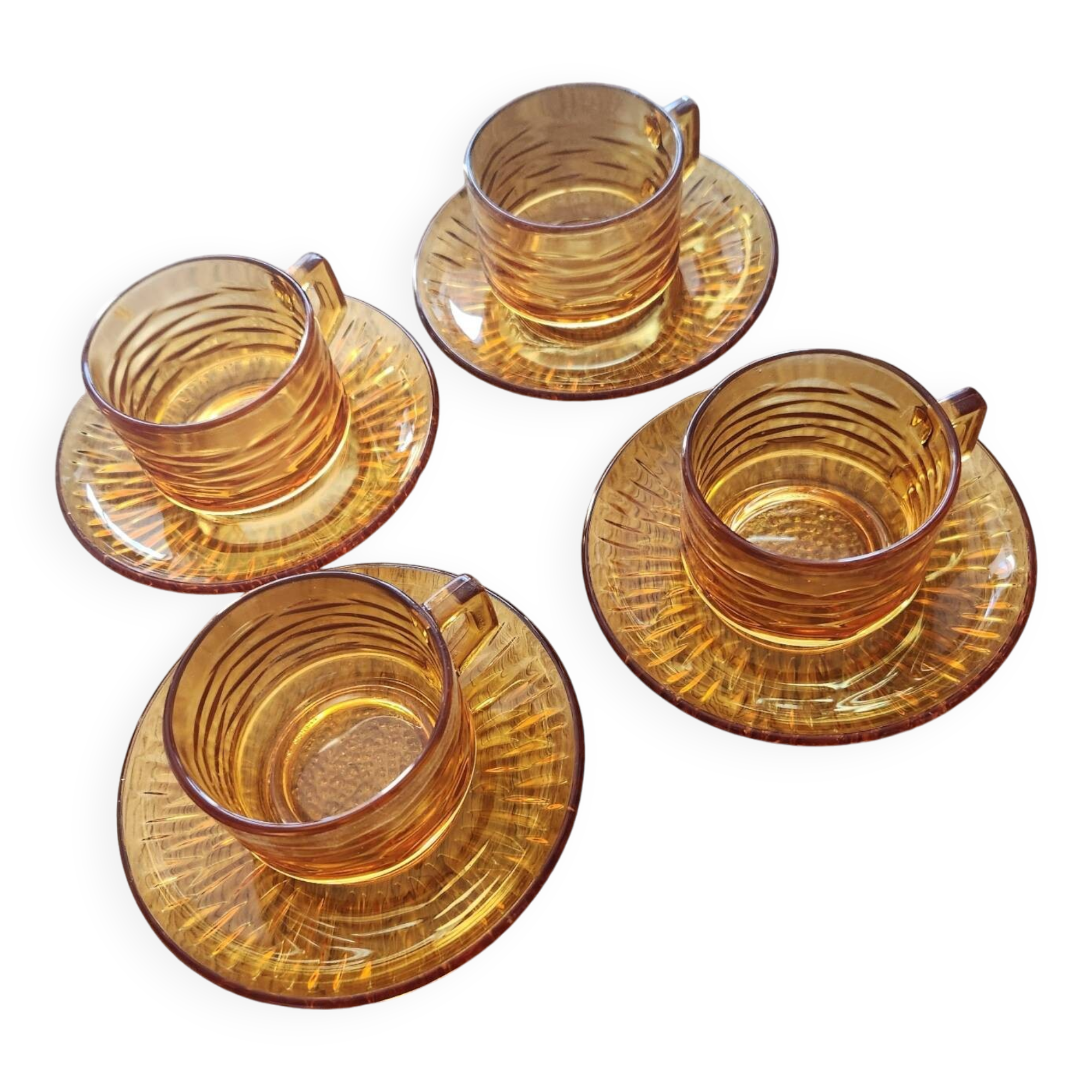 Set of 4 cups and saucers Vereco: vintage