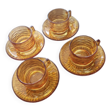 Set of 4 Vereco cups and saucers: vintage