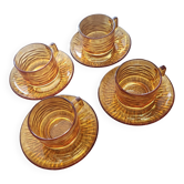 Set of 4 cups and saucers Vereco: vintage
