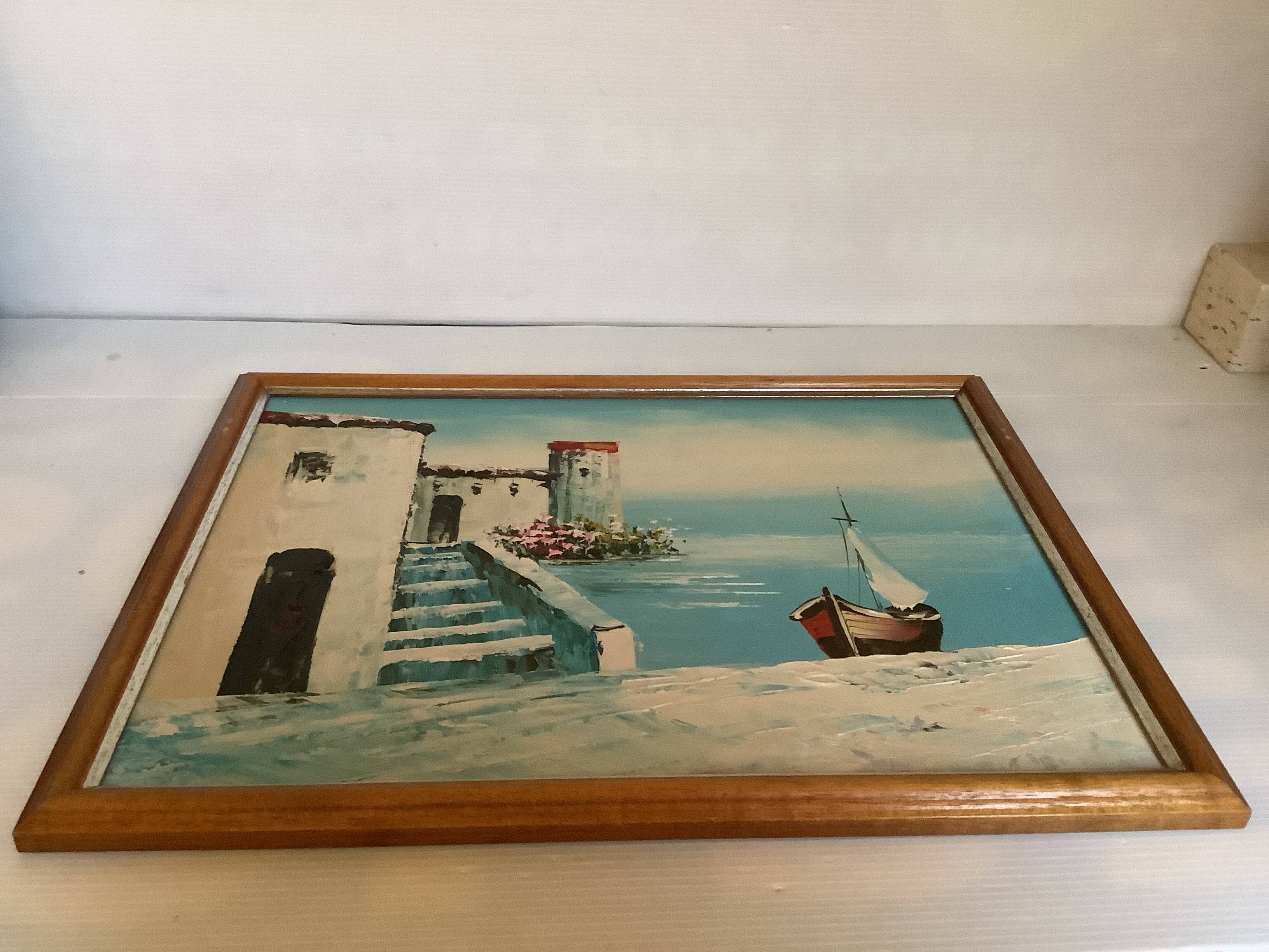 Seascape painting in oil on panel