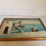 Seascape painting in oil on panel