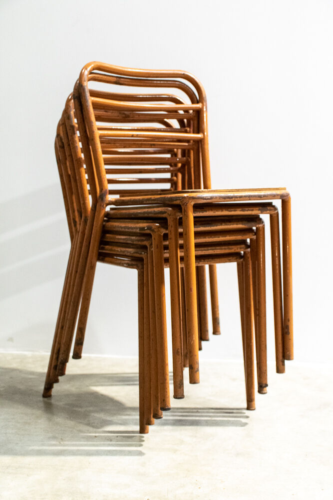 Série de six chaises bistrot métalliques 1950’