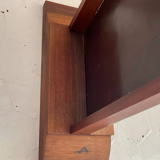 Vintage psyche art-deco mirror, oak and brass, France 1930