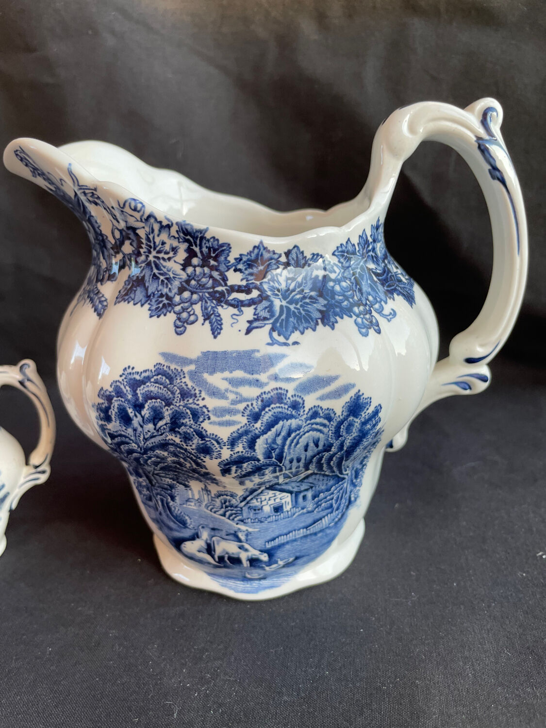 Set of 2 English porcelain pitchers