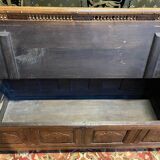 Breton safe bench in solid oak