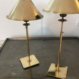 Couple de lampes à poser en laiton