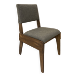 Chair in Wood and Gray Fabric