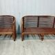 Bench and its bamboo and rattan armchair