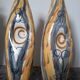 Pair of high pitchers with pinched belly Accolay ceramics