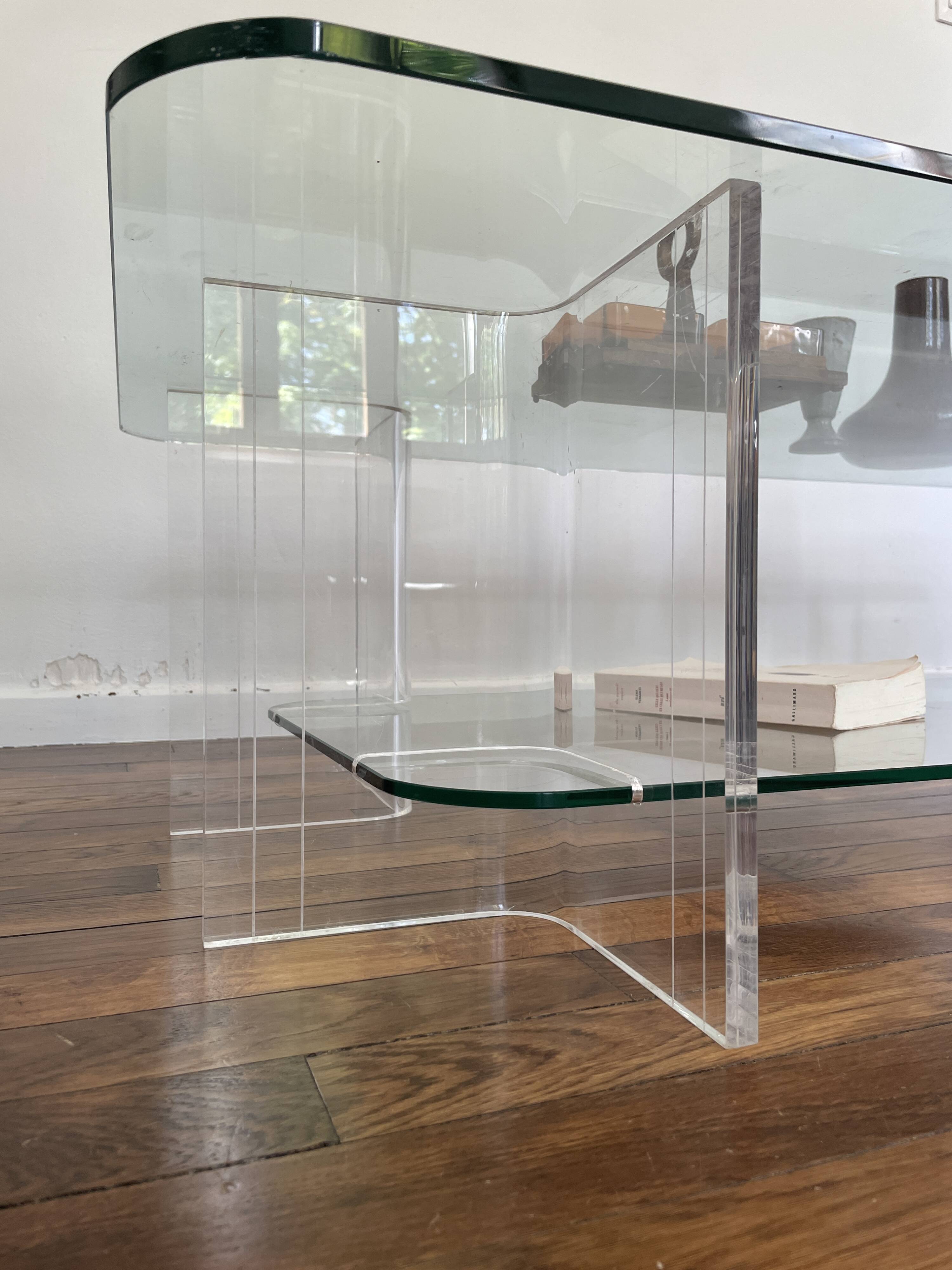 Table Basse en Verre et Plexi Vintage