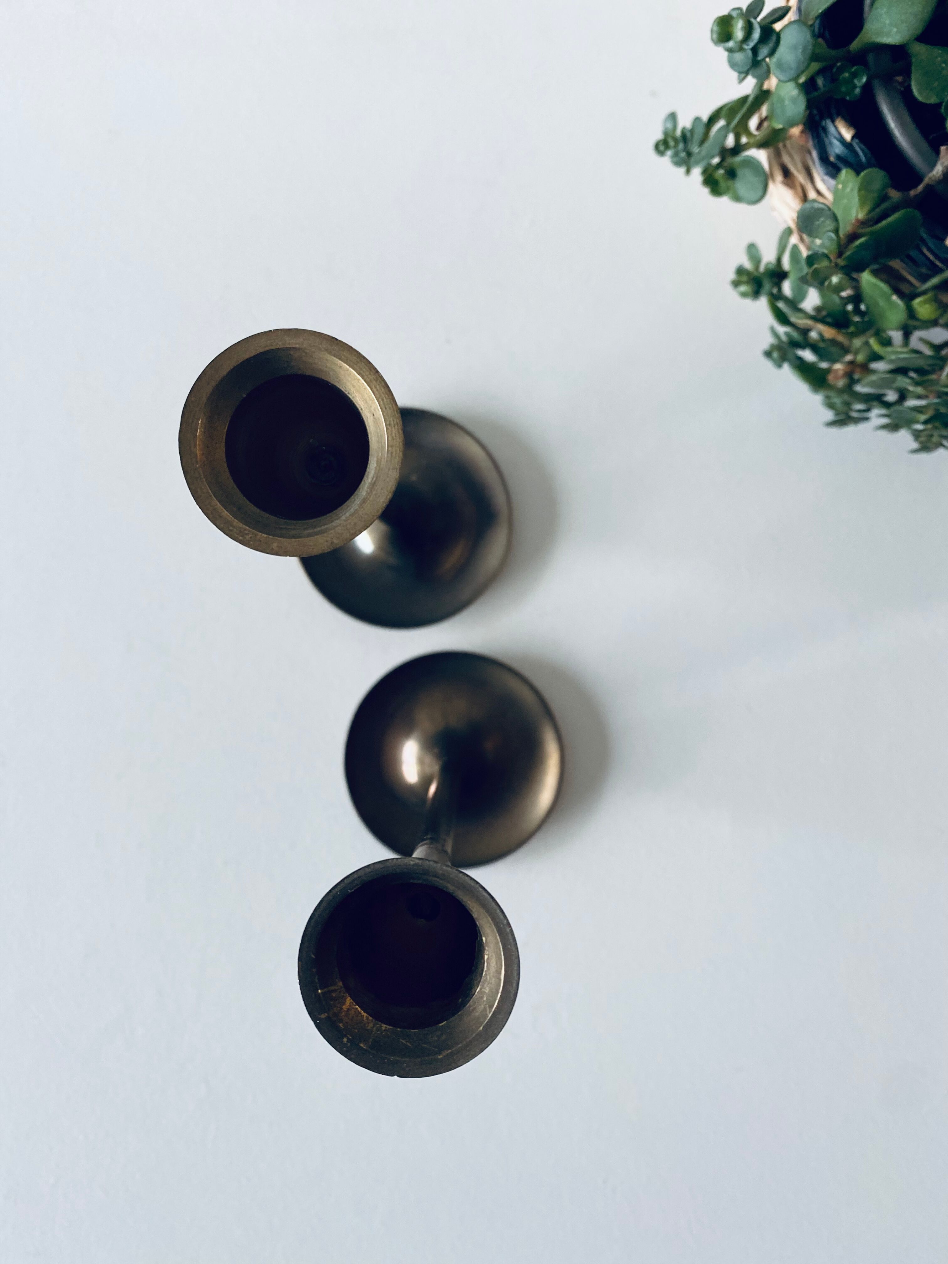 Pair of brass candle holders