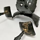 Pair of brutalist design metal candlesticks