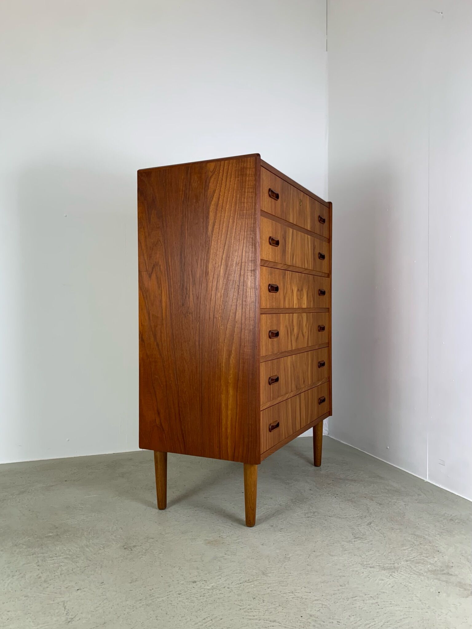 Danish teak chest of drawers tallboy midcentury 1960s