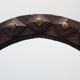 Spanish Brutalist Oval Mirror in Hand-Carved Wood with Brass Studs